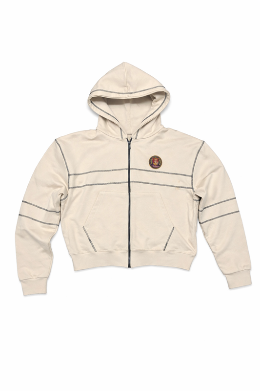UNION ZIP HOODIE- OATMEAL/BLACK