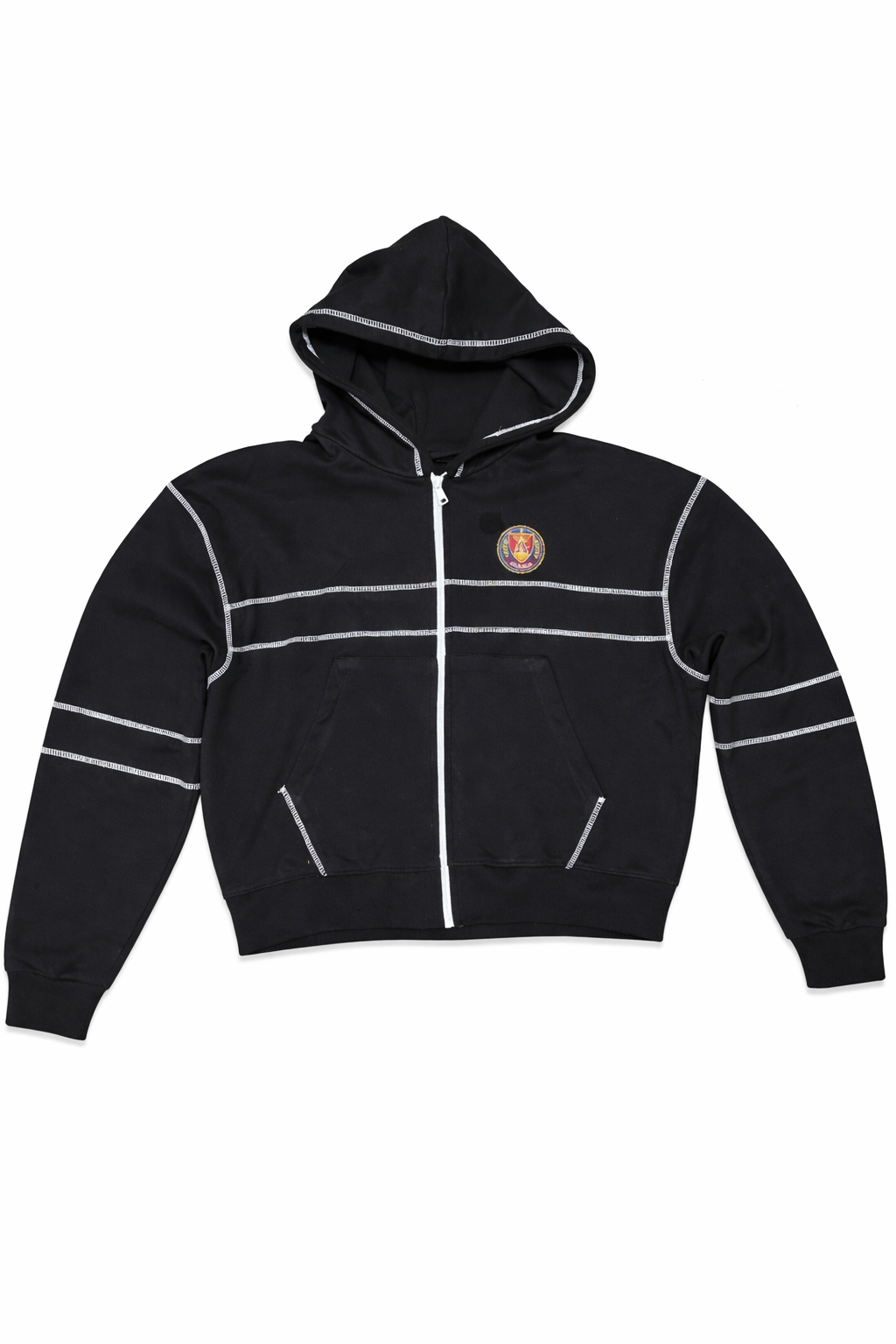 UNION ZIP HOODIE- BLACK/WHITE
