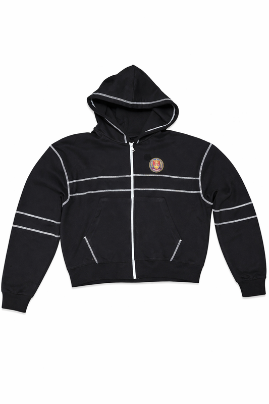 UNION ZIP HOODIE- BLACK/WHITE